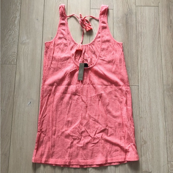 NWT J. Crew Beach Cover Up Tunic Dress in Salmon/ Neon Orange Size XS - Picture 5 of 7